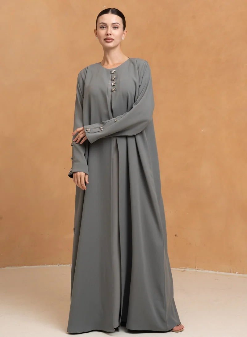 Meem by Mariyah Front open abaya with sheila